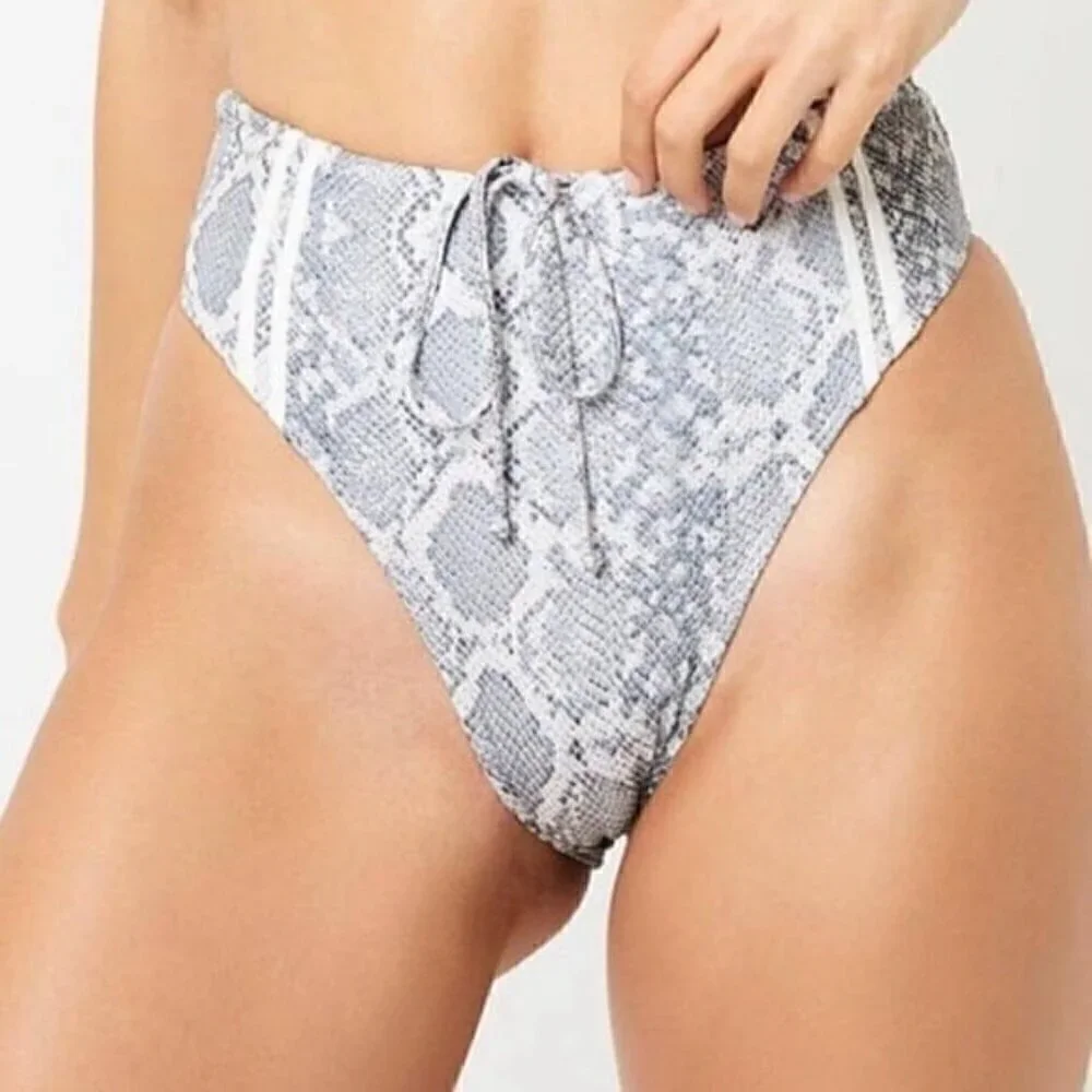 Frankie's Bikinis high waisted python bottoms  size large snake skin NWT